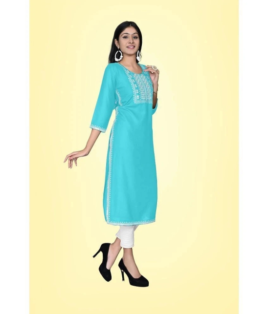 Kapadia - Light Blue Rayon Womens Straight Kurti ( Pack of 1 ) - None