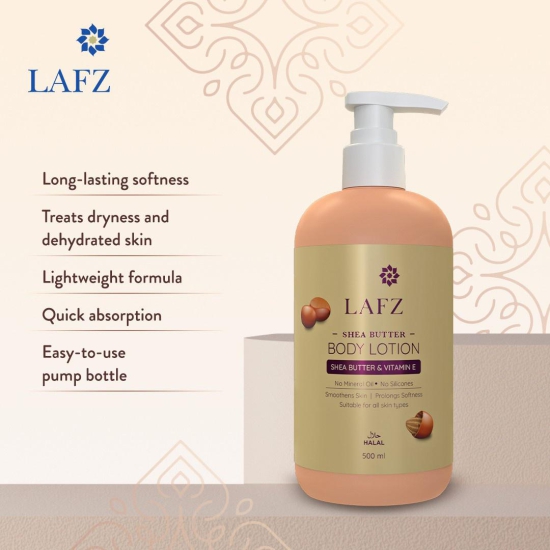 LAFZ Shea Butter Body Lotion With Vitamin E | Long Lasting Softness | Non Greasy | Moisturizing Body Lotion For Men & Women | Deep Hydration & Nourishment | For all Skin Types, 500 ml