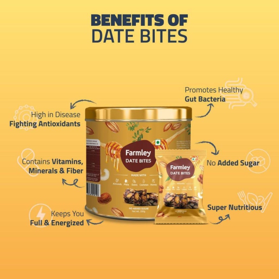 Farmley Premium Date Bites Dry Fruit Barfi Healthy and Delicious Indian Sweets Gift Pack 200 gram | Made with Dates, Pistachios, Cashewnuts, Almonds, Honey and Pure Ghee