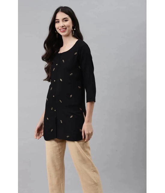 HIGHLIGHT FASHION EXPORT - Black Rayon Womens Straight Kurti - XL