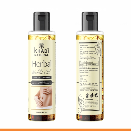 Khadi Natural Nabhi - Oil | 5000 Year Old Kshir Pak Vidhi, Bhringraj & 17 Rare Herbs With 5 Nourishing Oils | No Mineral Oil | 120 ML Pack 2