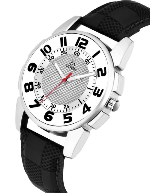 Septem Black Leather Analog Mens Watch