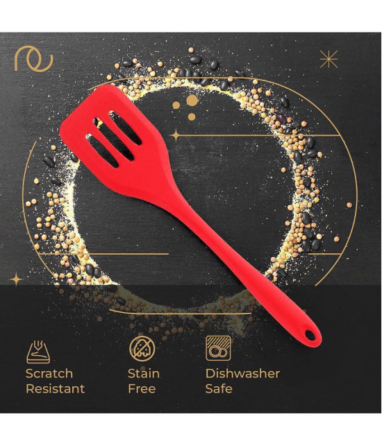 Frenchware - Red Silicone Slotted Spatula ( Pack of 1 ) - Red