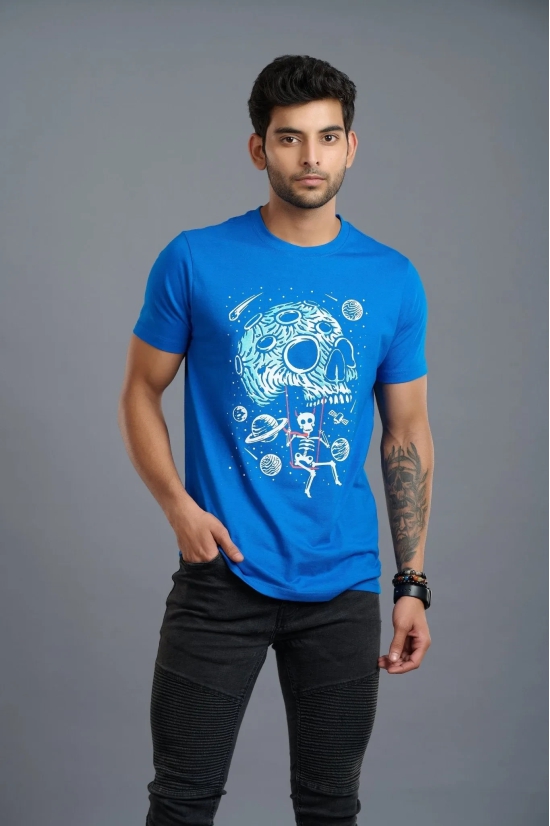 Devils Space Printed Royal Blue T-Shirt for Men XXL