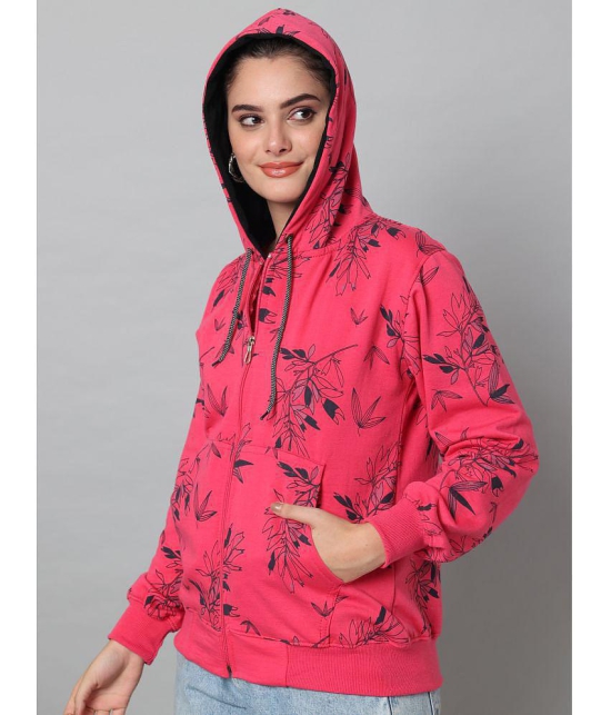 eWools.in Cotton Blend Women''s Hooded Sweatshirt ( Pink ) - None