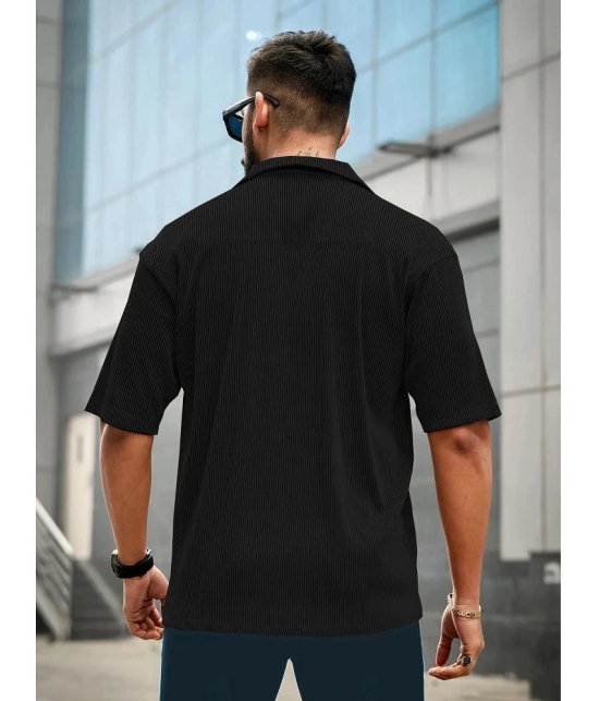 clafoutis Polyester Regular Fit Self Design Half Sleeves Mens Casual Shirt - Black ( Pack of 1 ) - None