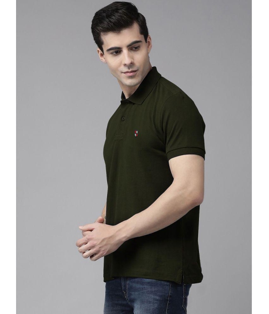 ADORATE - Olive Cotton Blend Regular Fit Men's Polo T Shirt ( Pack of 1 ) - None