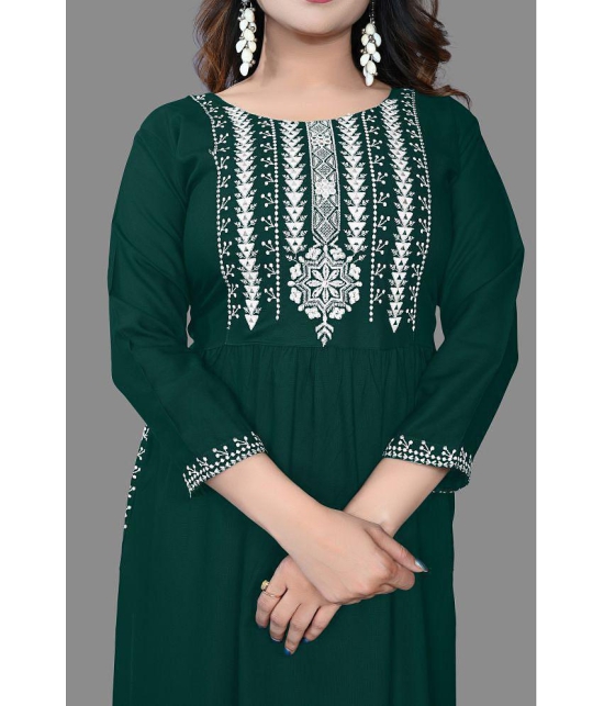 haya fashion - Green Rayon Women's Straight Kurti ( Pack of 1 ) - None