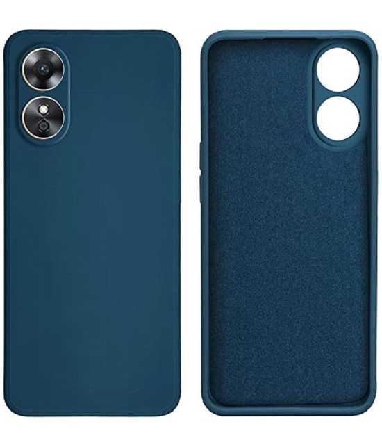 Case Vault Covers - Blue Silicon Plain Cases Compatible For Oppo A17 ( Pack of 1 ) - Blue