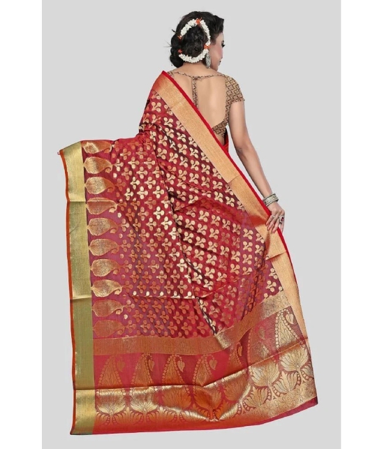 Gazal Fashions - Red Banarasi Silk Saree With Blouse Piece ( Pack of 1 ) - Red