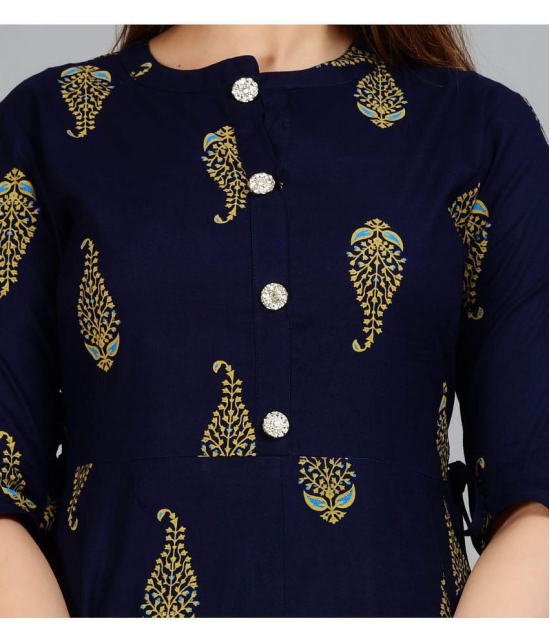 Smien - Blue Rayon Women''s Flared Kurti ( Pack of 1 ) - None