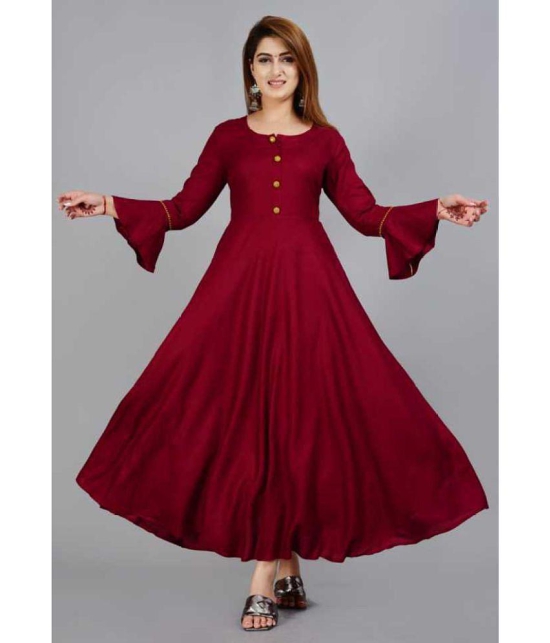 Smien - Red Rayon Women''s Anarkali Kurti ( Pack of 1 ) - None