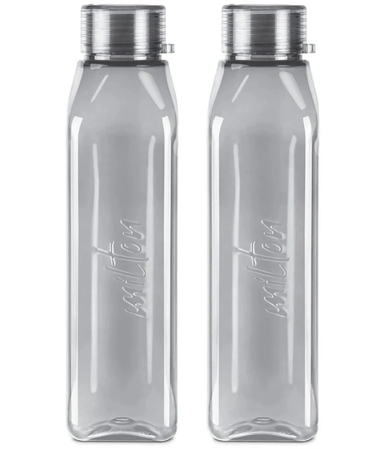 Milton Prime 1000 Pet Water Bottle, Set of 2, 1 Litre Each, Grey - Grey