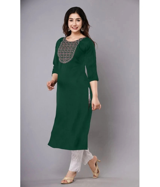 JASH CREATION - Green Rayon Womens Straight Kurti ( Pack of 1 ) - None