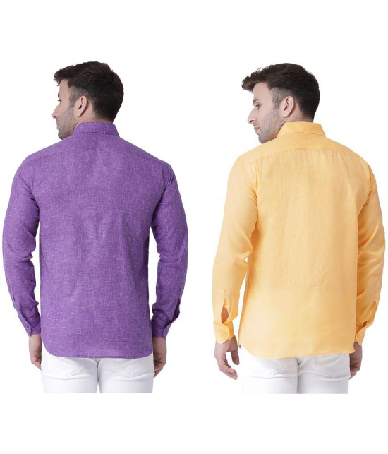 KLOSET By RIAG 100% Cotton Regular Fit Solids Full Sleeves Men's Casual Shirt - Yellow ( Pack of 2 ) - None