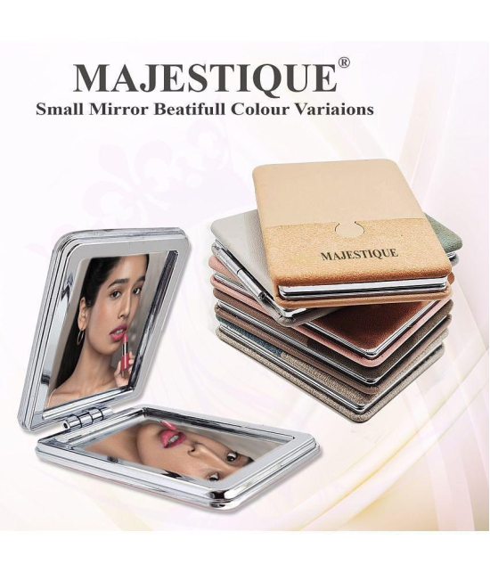 Majestique 1Pcs Portable Doublesided Mirror Distortionfree Travel Makeup Mirror Color May Vary