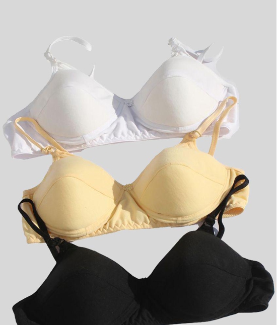 Tkeshto - Multicolor Cotton Lightly Padded Women's Everyday Bra ( Pack of 3 ) - 34