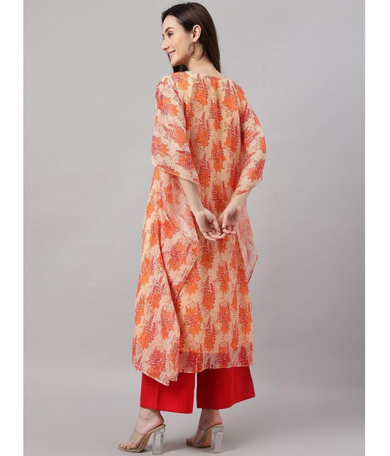 Janasya - Orange Chiffon Womens Kaftan ( Pack of 1 ) - None