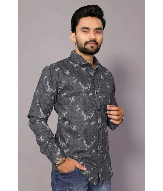 Anand Cotton Blend Regular Fit Printed Full Sleeves Mens Casual Shirt - Grey ( Pack of 1 ) - None