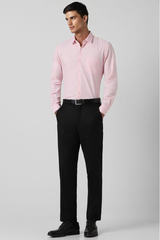 Men Pink Slim Fit Formal Full Sleeves Formal Shirt