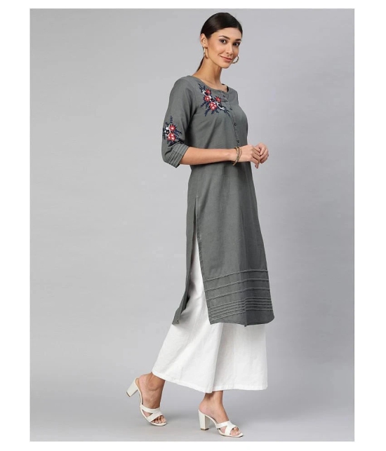 Alena - Grey Cotton Womens Straight Kurti - M