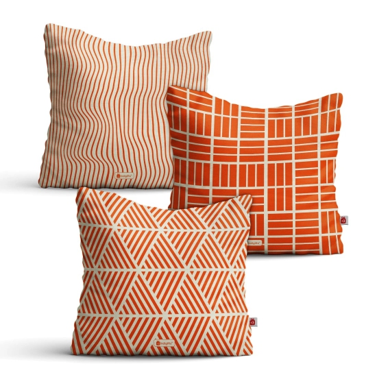 Indigifts Sofa Pillow Covers - Geometric Cushion Covers 18 x 18 Inch (Filler Not Included) Set of 3 Cushions 18x18 Set of 3 | Home Decor Items for Living Room | Printed Cushion Cover