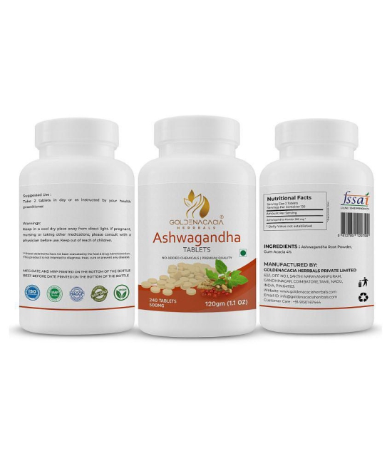 GOLDENACACIA HERRBALS Ashwagandha 500mg 240 Tablets Tablets 1 gm