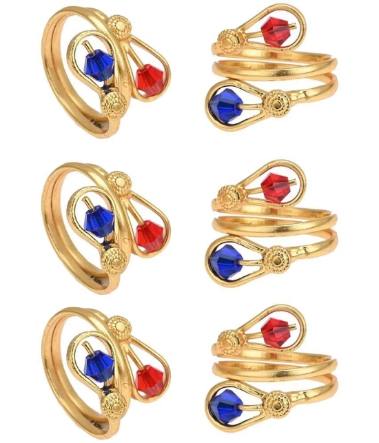 AanyaCentric Gold Plated 3 Pair Toe Rings - Golden