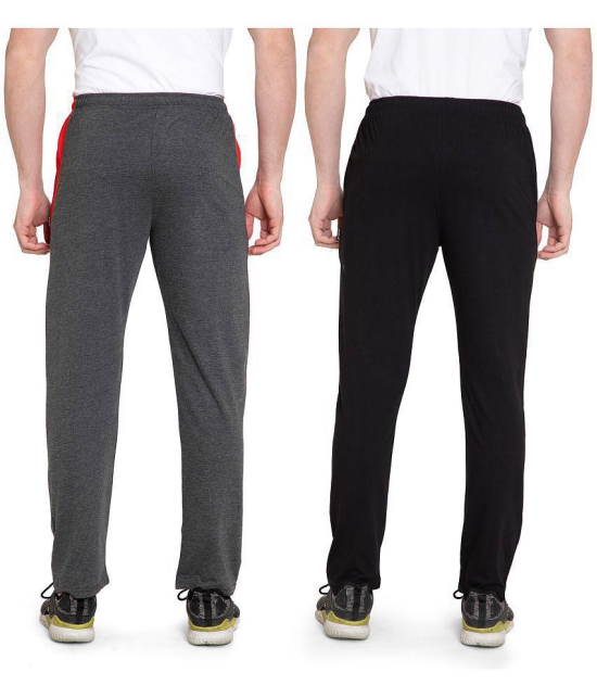 Zeffit Solid, Striped Men Black, Grey Track Pants (Pack Of 2 ) - 2XL