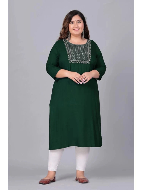 Preksha Rayon Embroidered Straight Womens Kurti - Green ( Pack of 1 ) - None