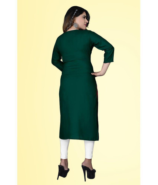 haya fashion - Green Rayon Women's Straight Kurti ( Pack of 1 ) - None