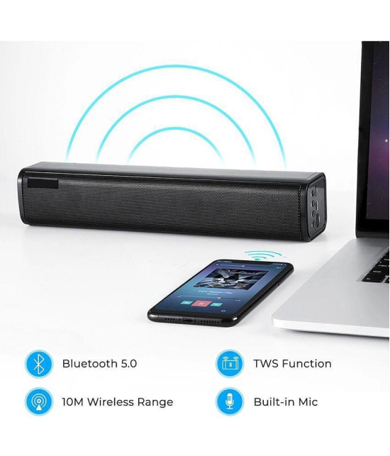 VEhop LM SoundBar 16 W Bluetooth Speaker Bluetooth v5.0 with USB,SD card Slot,3D Bass Playback Time 6 hrs Black - Black