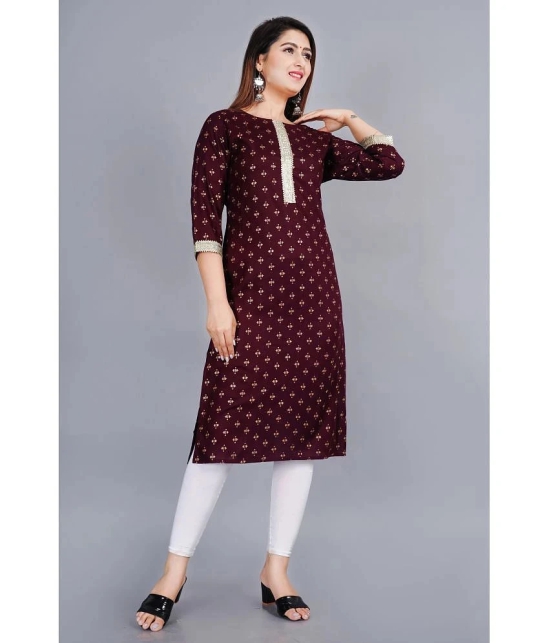 SIPET - Coffee Rayon Womens Straight Kurti ( Pack of 1 ) - None