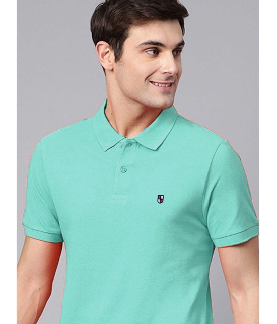 ADORATE Cotton Blend Regular Fit Solid Half Sleeves Mens Polo T Shirt - Turquoise ( Pack of 1 ) - None