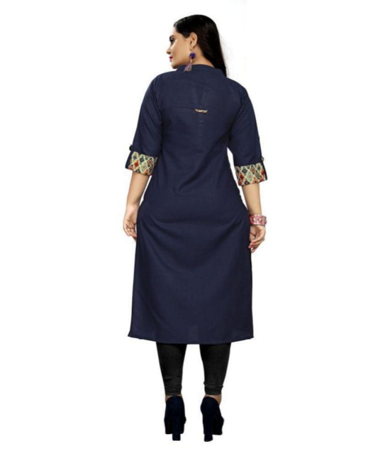 Rangrasiya - Blue Cotton Womens Straight Kurti ( Pack of 1 ) - XXL