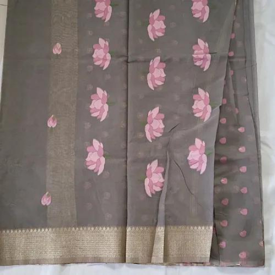 Italian Grey Tussar Silk Saree