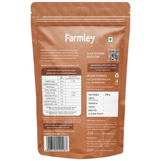 Farmley Premium California Almonds 500 G, 1 Pc