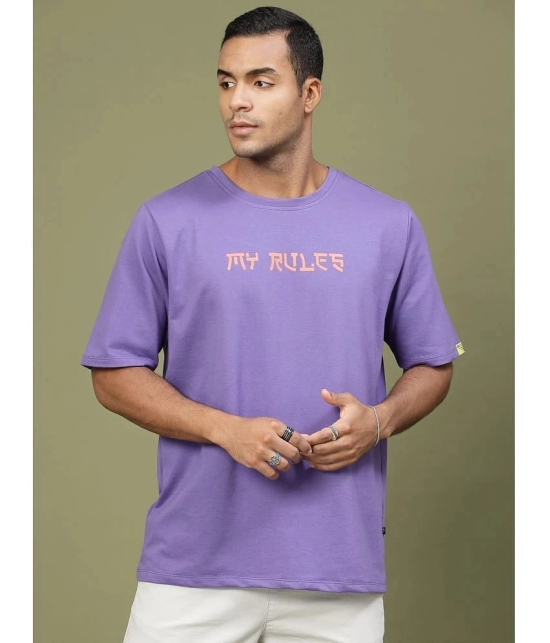 Rigo Cotton Blend Oversized Fit Printed Half Sleeves Mens T-Shirt - Purple ( Pack of 1 ) - None