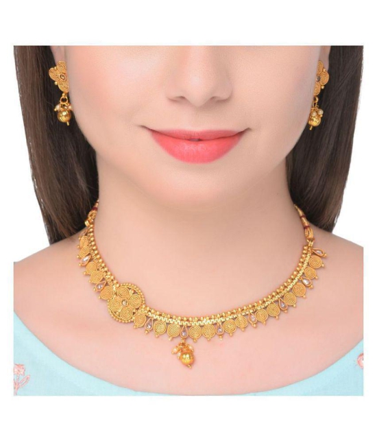 Bhagya Lakshmi Alloy Golden Contemporary Traditional 18kt Gold Plated Necklaces Set - Golden