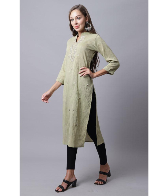 Rajnandini - Green Cotton Silk Women's Straight Kurti ( Pack of 1 ) - None