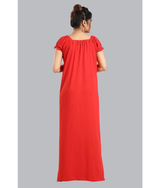 FOMTI Red Cotton Nighty - Free Size