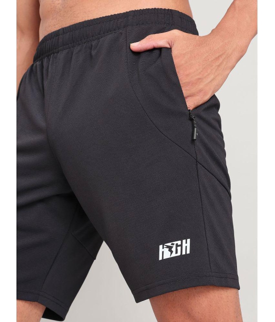 Technosport Black Polyester Mens Gym Shorts ( Pack of 1 ) - None