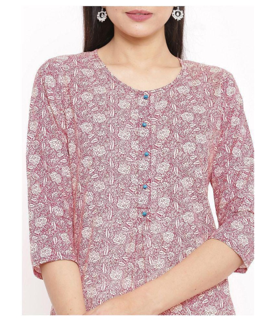 FabbibaPrints Pink Cotton Straight Kurti - S