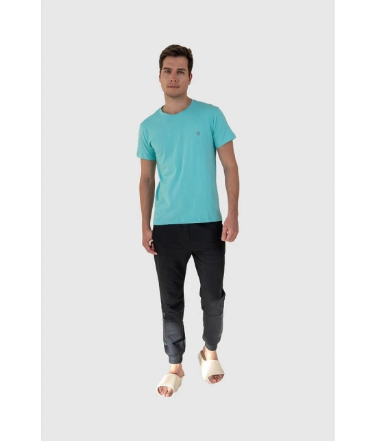 Lux Cozi Cotton Regular Fit Solid Half Sleeves Mens T-Shirt - Turquoise ( Pack of 2 ) - None