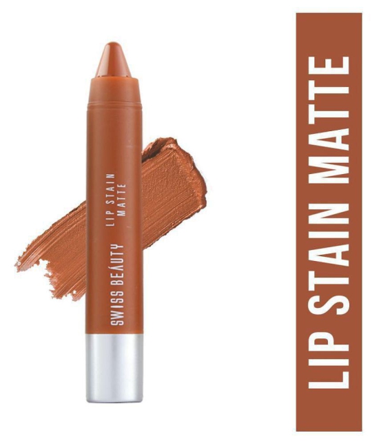 Swiss Beauty Lip Stain Matte Lipstick Lipstick (Caramel), 3.4gm