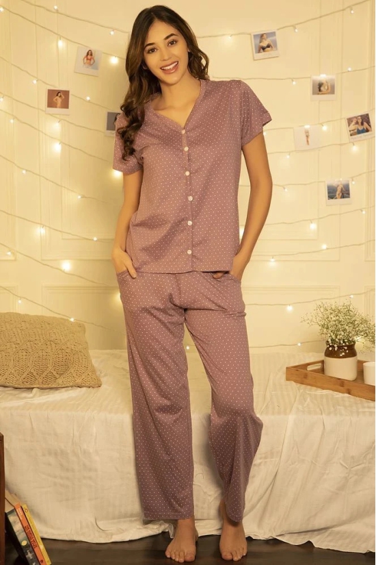 Clovia Purple Cotton Womens Nightwear Nightsuit Sets ( Pack of 2 ) - None