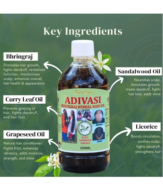 Adivasi Bhringraj Natural Hair Growth Herbal Hair Oil and Shampoo Combo(250 ml)Pack Of 2