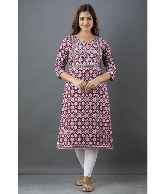 Lee Moda - Maroon Cotton Women's Straight Kurti ( Pack of 1 ) - None