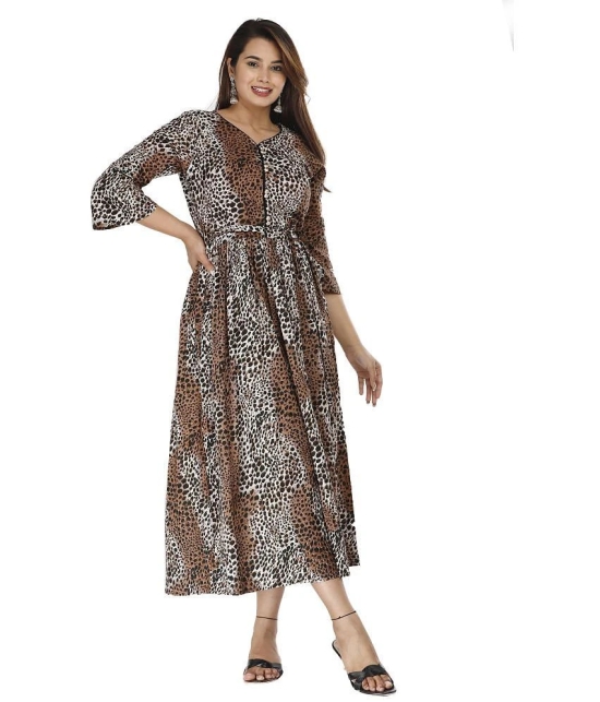 JC4U Cotton Brown A- line Dress - Single - M