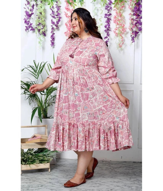 Swasti Cotton Blend Printed Anarkali Womens Kurti - Pink ( Pack of 1 ) - None